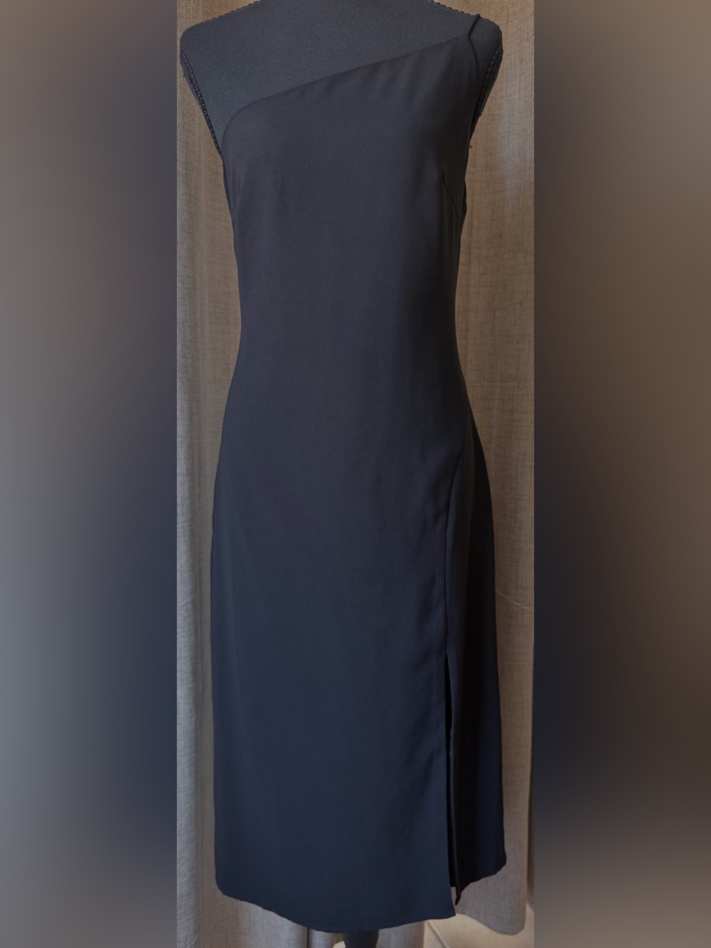 Forever 21 Black One-Shoulder Midi Dress Side Slit NWT Size L
